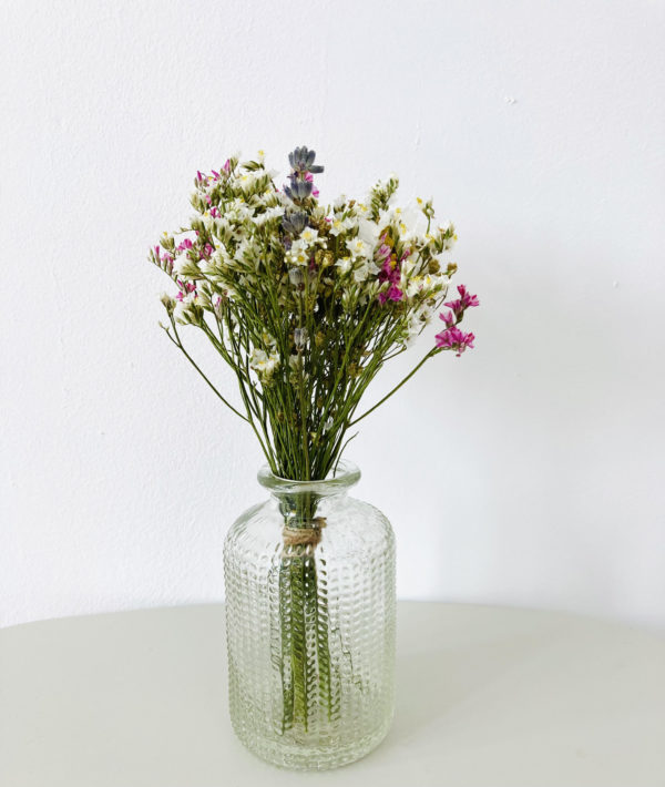 Mini bouquet de fleurs séchées et son vase